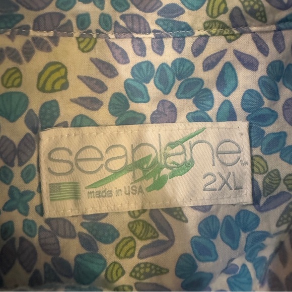 Men's Short Sleeve Shirt Seaplane Blue & White 2XL Lightweight Beach Unique - Picture 4 of 16